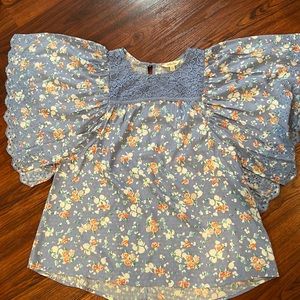 Matilda Jane Blouse Women Small Blue Floral